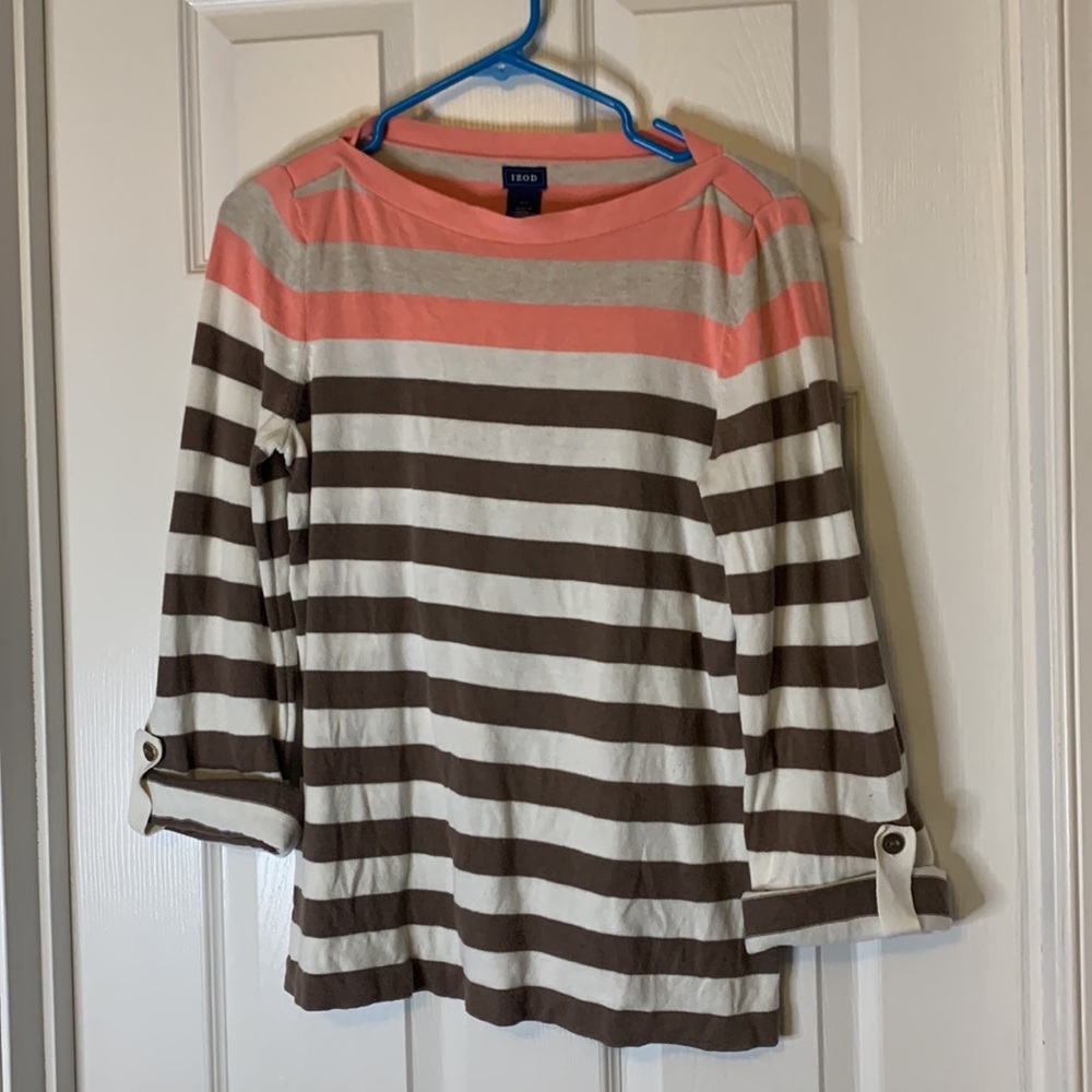 Pink/Brown Striped Izod Sweater